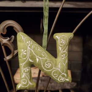Hand Embroidered Letter Ornament- "N"